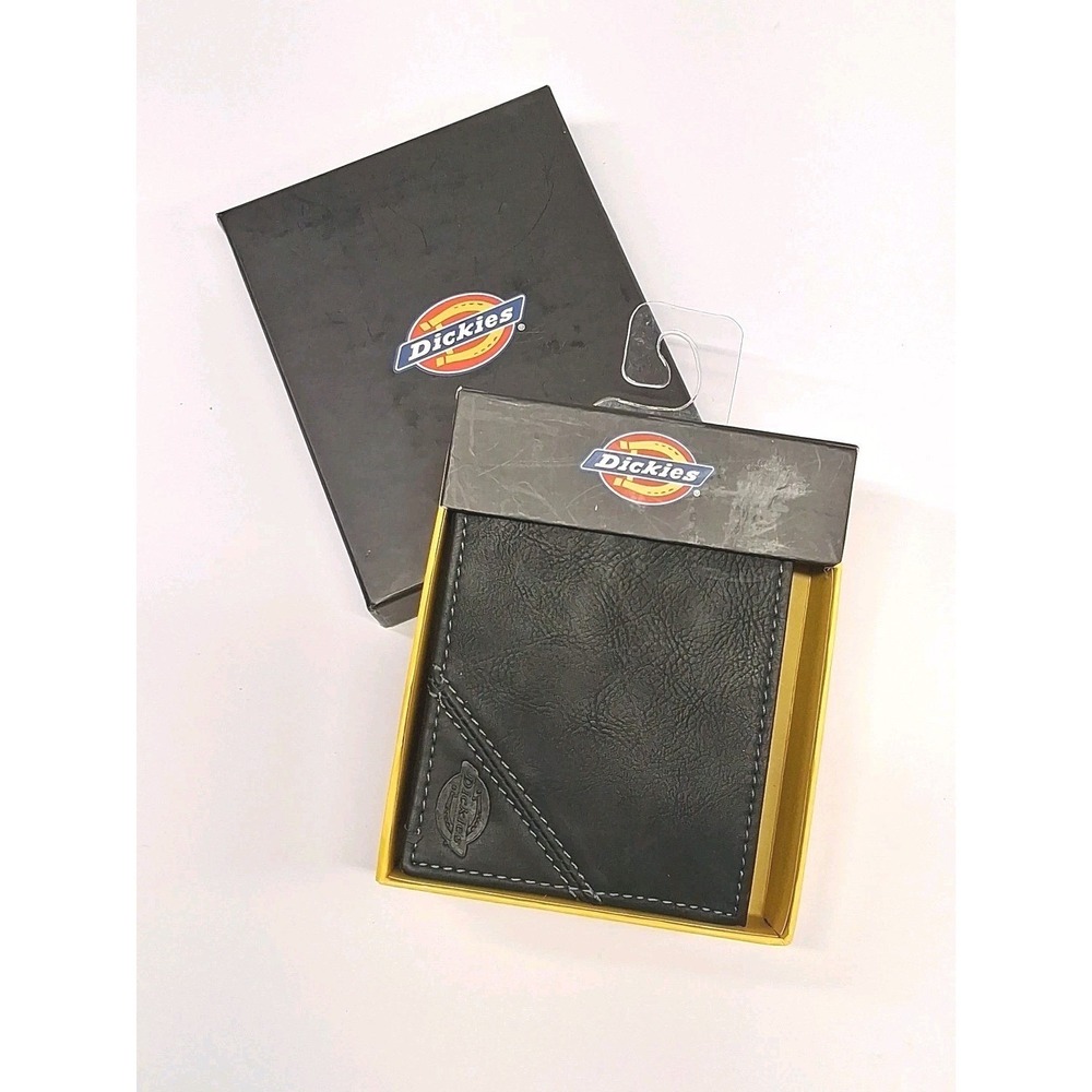 Dickies Black w/ Gray Stitching Bifold Men's Wallet NIB - Soft, Sleek Look